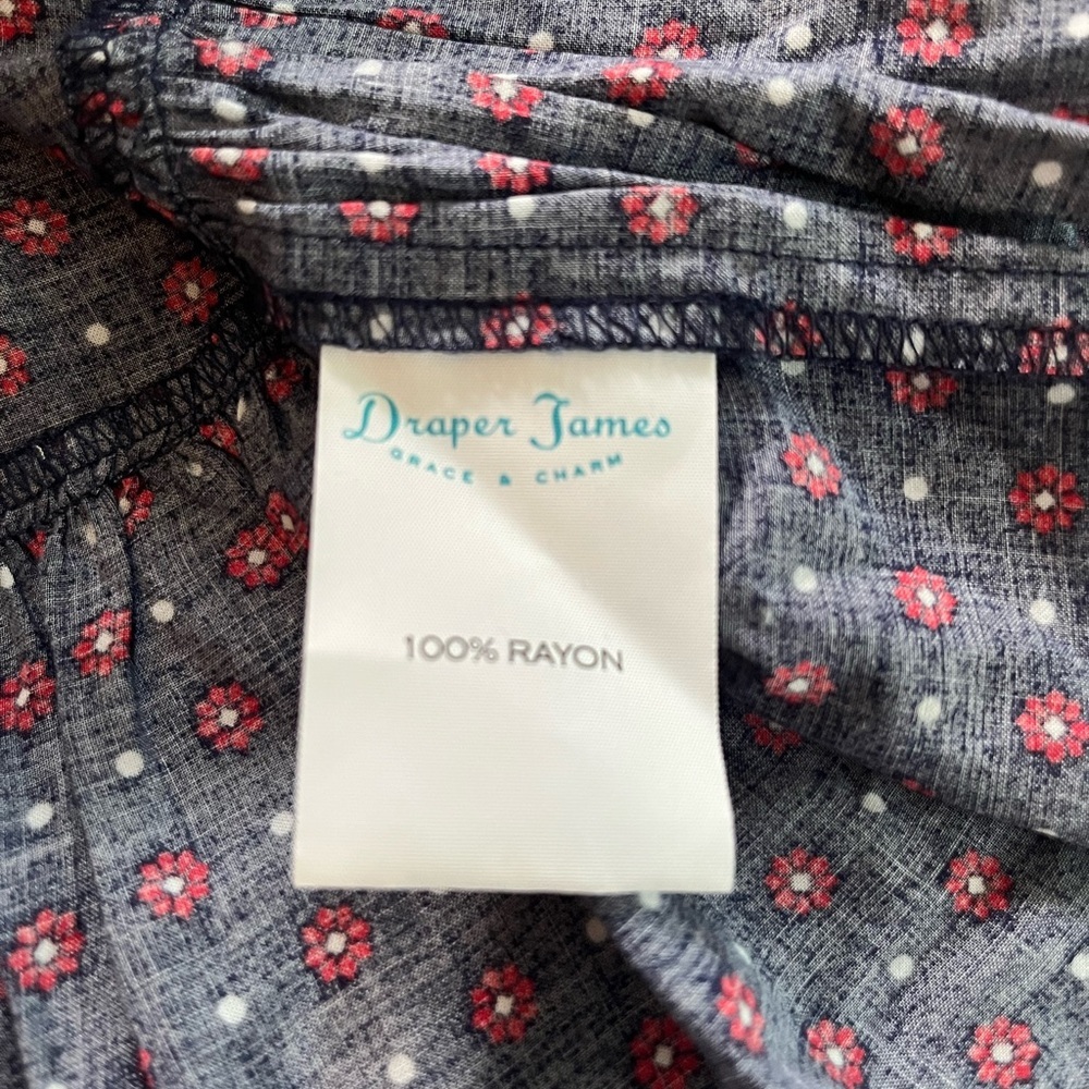 Draper James Navy with Red Flower Polka Dots Dress, Rayon Women’s size Small - Picture 15 of 15